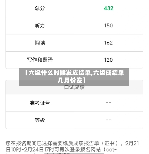 【六级什么时候发成绩单,六级成绩单几月份发】-第1张图片