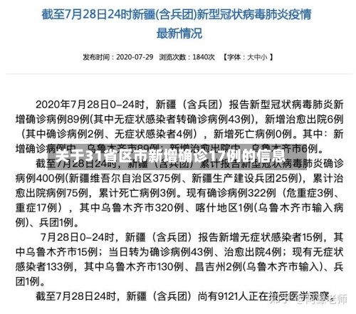 关于31省区市新增确诊17例的信息
