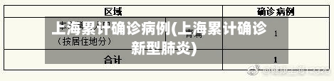 上海累计确诊病例(上海累计确诊新型肺炎)-第2张图片
