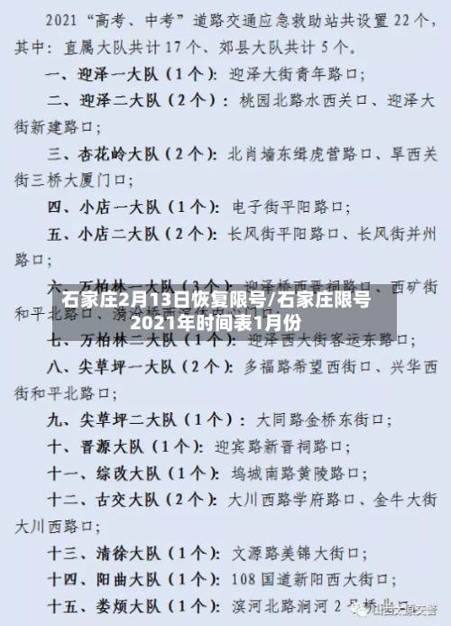 石家庄2月13日恢复限号/石家庄限号2021年时间表1月份-第2张图片