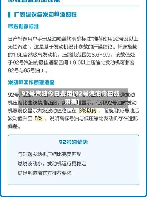 92号汽油今日费用(92号汽油今日费用表)