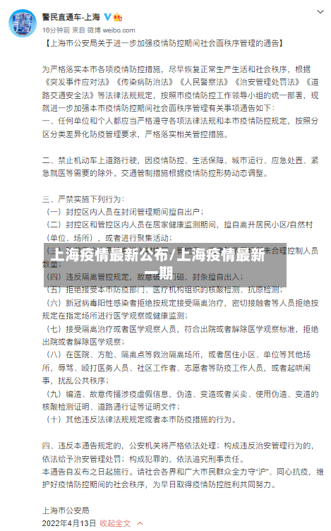 上海疫情最新公布/上海疫情最新一期