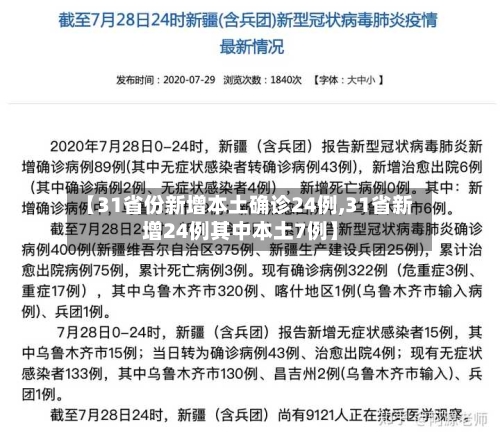 【31省份新增本土确诊24例,31省新增24例其中本土7例】