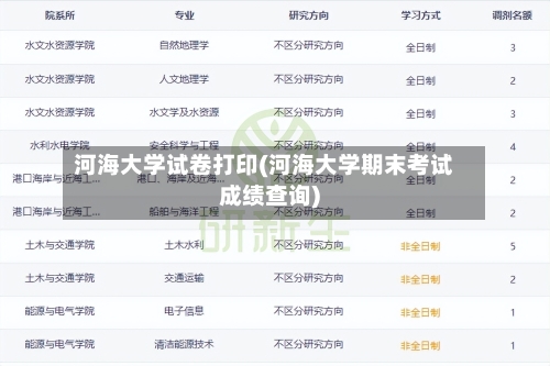 河海大学试卷打印(河海大学期末考试成绩查询)