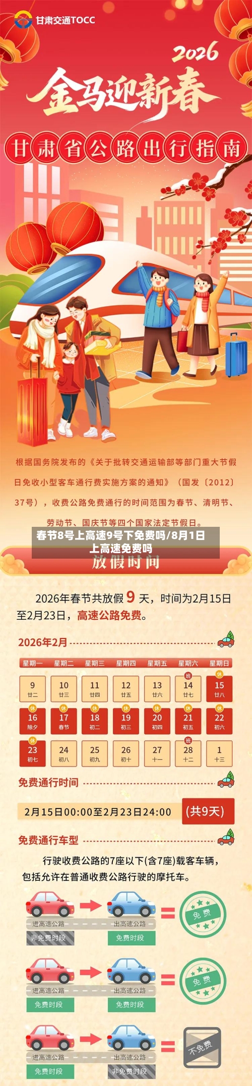 春节8号上高速9号下免费吗/8月1日上高速免费吗