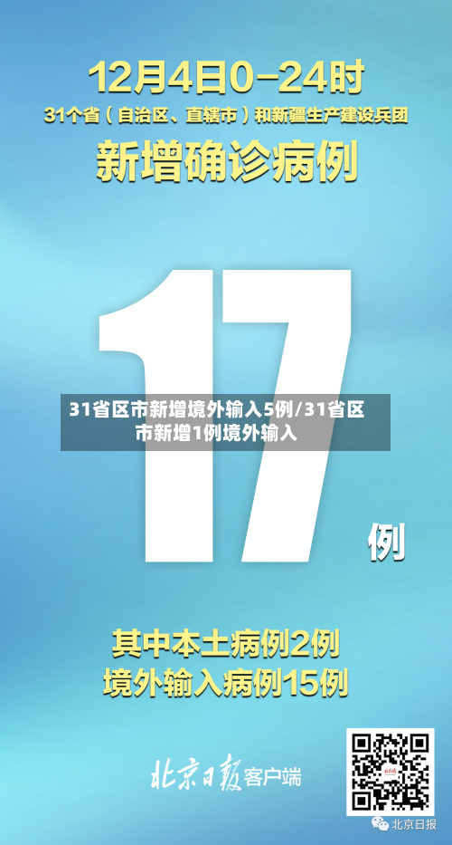 31省区市新增境外输入5例/31省区市新增1例境外输入-第2张图片