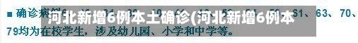 河北新增6例本土确诊(河北新增6例本土确诊病例)