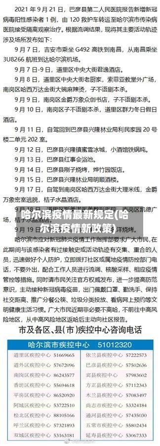 哈尔滨疫情最新规定(哈尔滨疫情新政策)